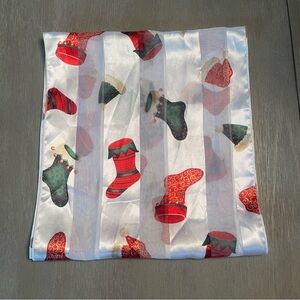 Christmas Stocking holiday white scarf necktie women’s novelty party winter